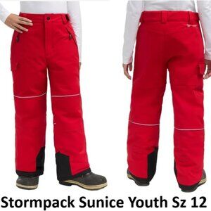 Sunice Stormpack Youth Snow Pants Size 12 Red Black Waterproof Ski Snowboard NWT